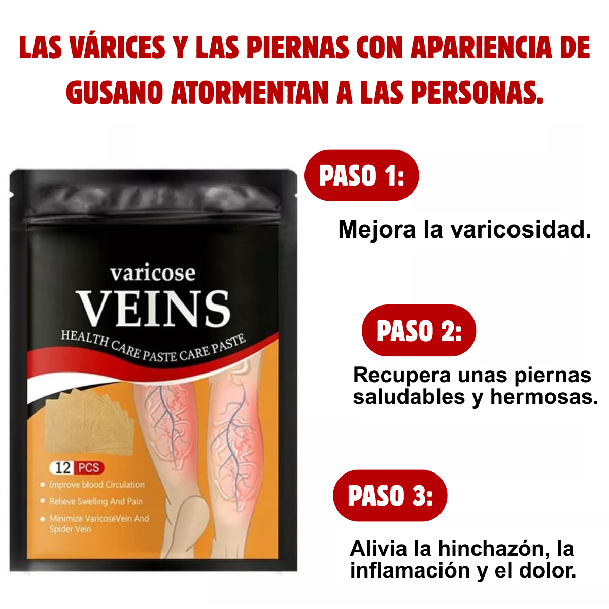 3 Pack Parches para Varices (Cada pack 12pcs)